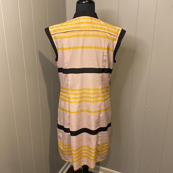 JASON WU Medium Striped Mod Collar Sleeveless Button-up Shift Shirt Dress - Picture 5 of 7